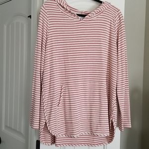 Red and light tan stripe hoodie
